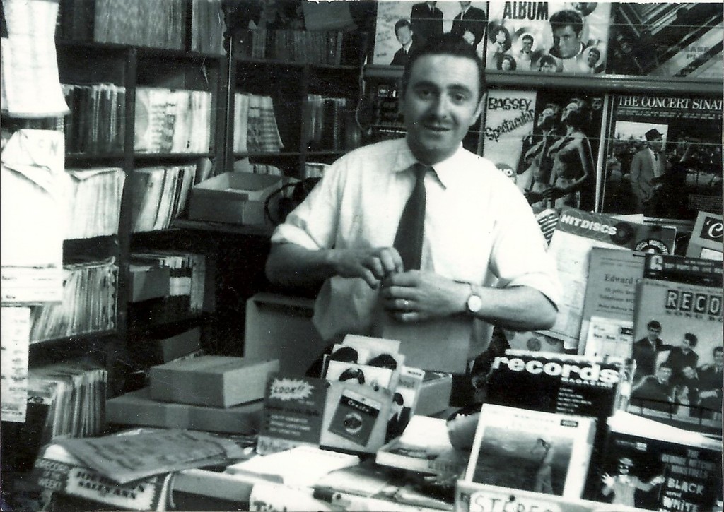 Folletts Music Shop in the early 1960s. This is Mr Bawcutt (the owner)